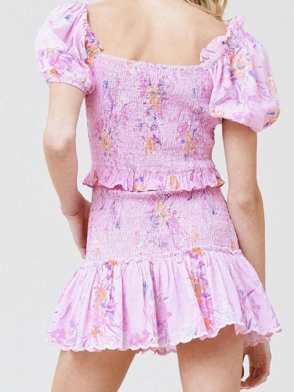 LoveShackFancy Jarrah Mini Dress- Royal Pink Berry, Floral Sz L - Picture 2 of 9